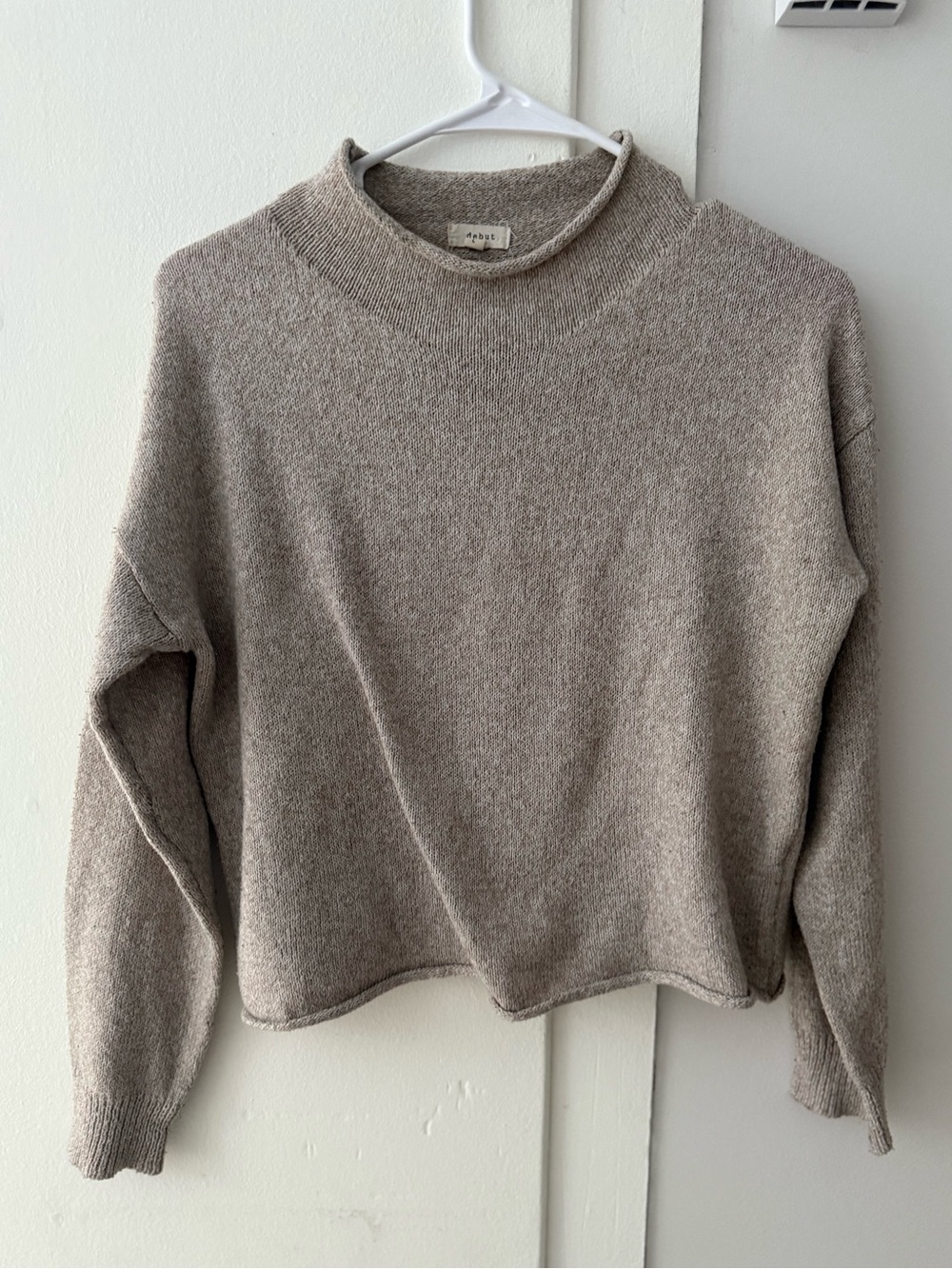 debut Light Taupe Mock Neck Sweater